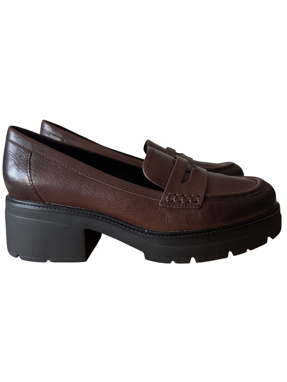 Naturalizer Lumos Platform Penny Loafers Cappuccino Brown Leather Size 8M